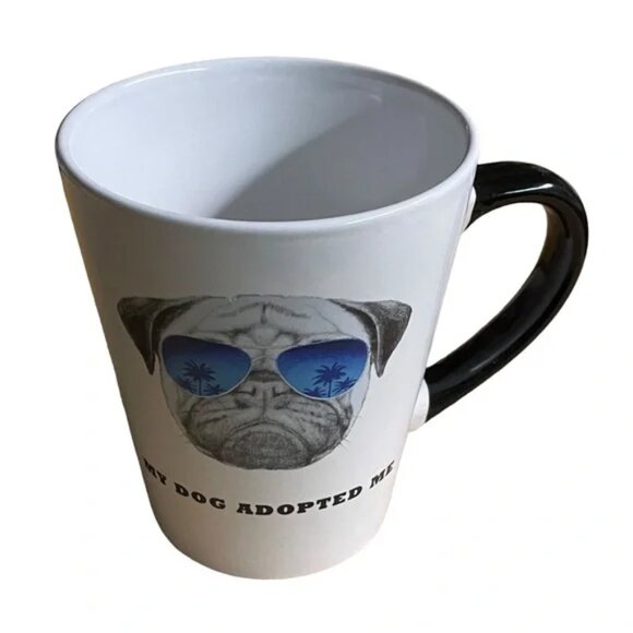 PUG mug and FRENCH BULLDOG notepad MY DOG ADOPTED ME ceramic coffee teacup cutie - Picture 4 of 14